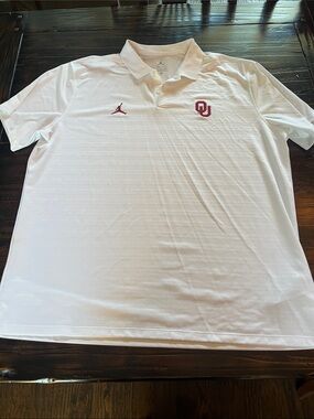 Jordan White Polo with Crimson OU and Jumpman Logos-xxl university of oklahoma